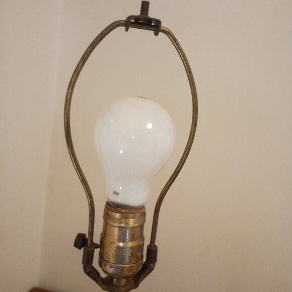 MID CENTURY Handmade Cypress Knee Table Lamp w Drum Lampshade 1950s *WORKS* - Picture 13 of 15